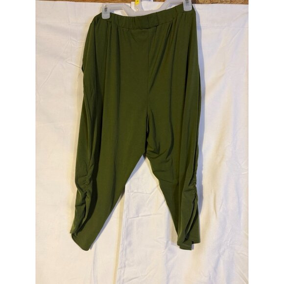 Susan Graver QVC Pull On Army Green Pants Womens Plus 1X Petite Crop Short - Picture 3 of 4